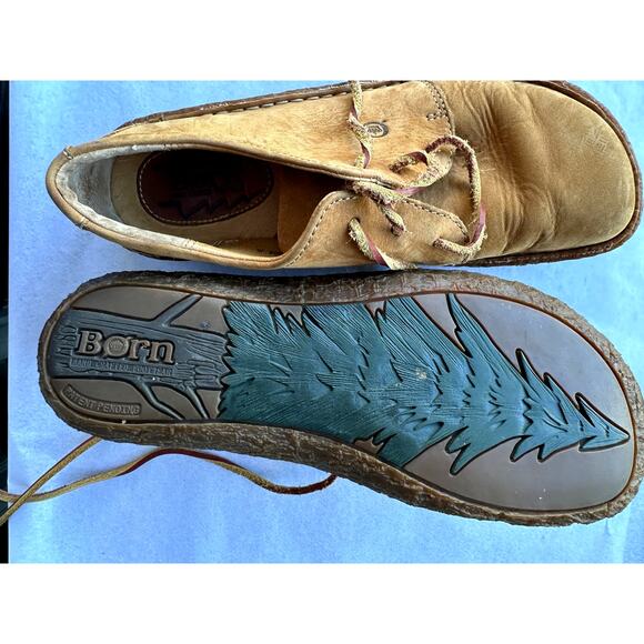 Born W5808 Tan Leather Lace-Up Oxfords 8 / 39 Moc Toe Comfort Shoes Handcrafted - Picture 3 of 7